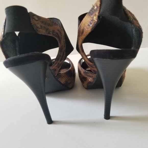 Simply Vera, Vera Wang Brown Animal Print Open Toe Stiletto 8.5 - Picture 5 of 11